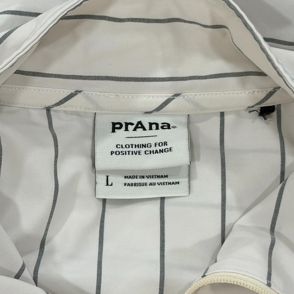 prAna Railay Series Pullover White Striped Quarter Zip Jacket Large - Picture 6 of 7